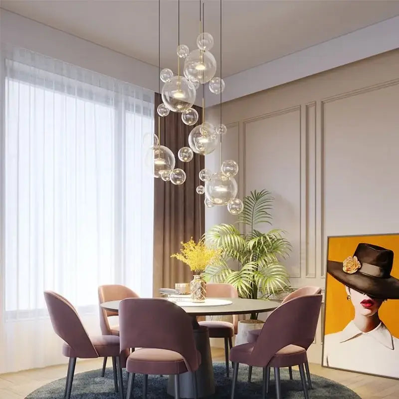 Modern white glass bubble chandelier for living room atmosphere
