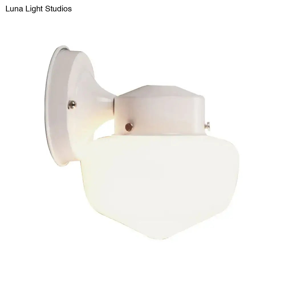 Modern white glass sconce light bedroom black & white mirror