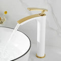 Modern white & gold ceramic brass bathroom basin faucet