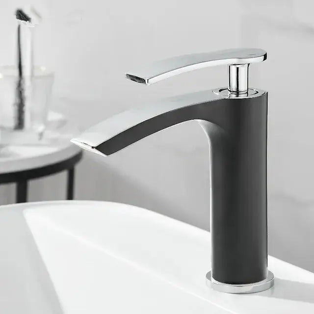 Modern white & gold ceramic brass bathroom basin faucet