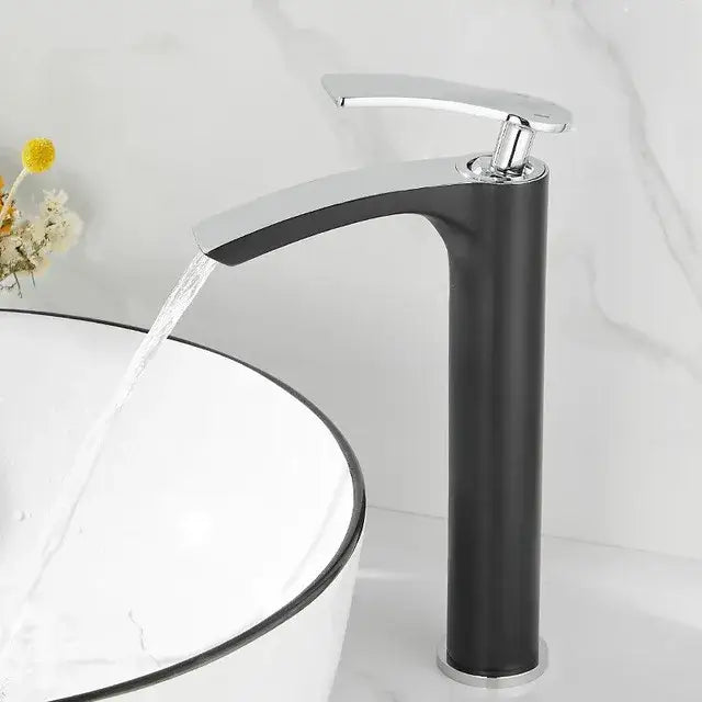 Modern white & gold ceramic brass bathroom basin faucet