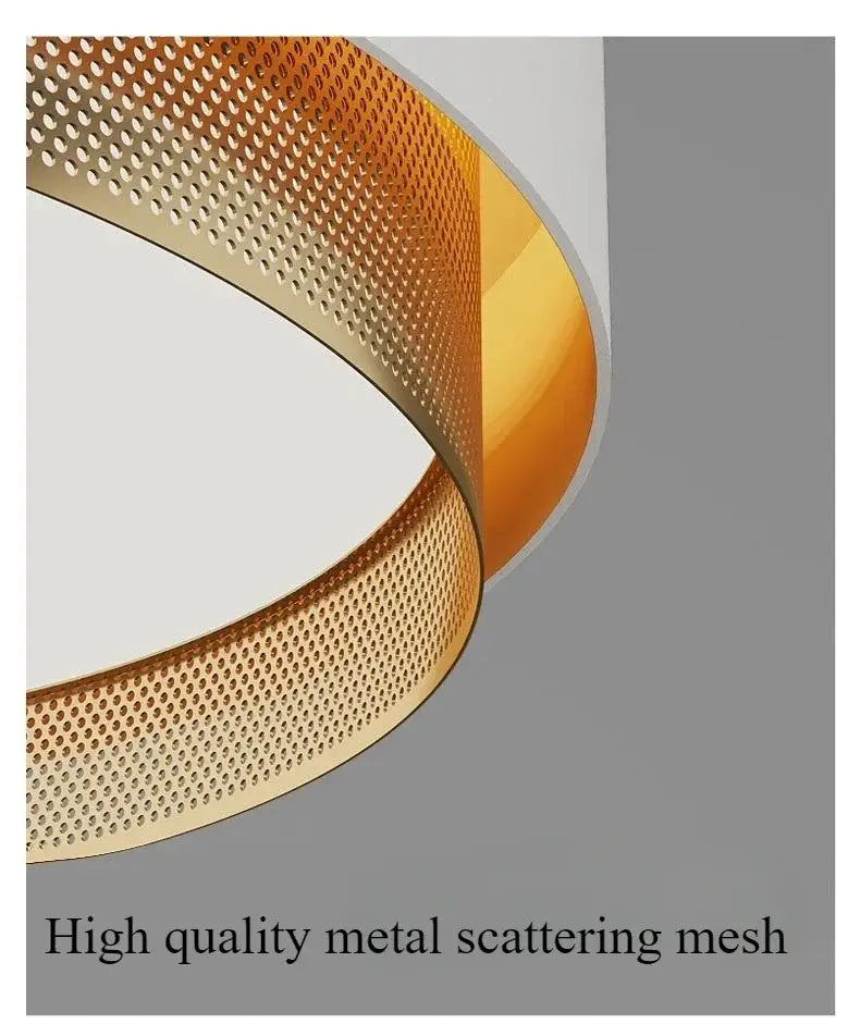 Modern white & gold circular metal grid ceiling light bedroom