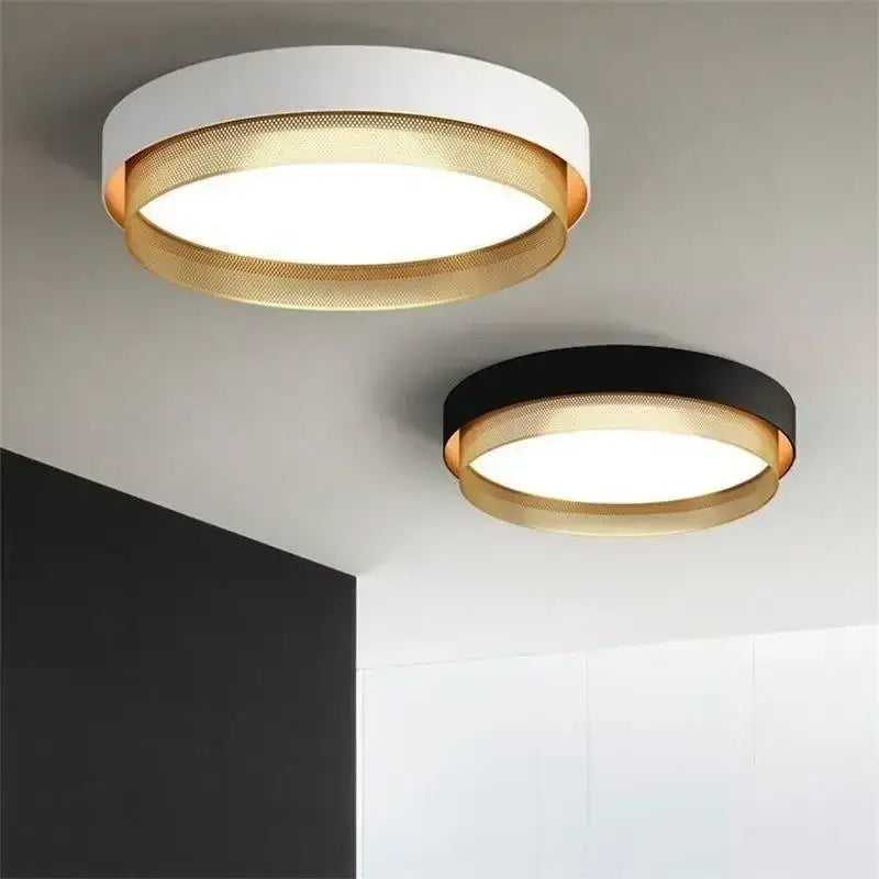 Modern white & gold circular metal grid ceiling light bedroom