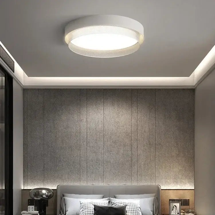 Modern white & gold circular metal grid ceiling light bedroom
