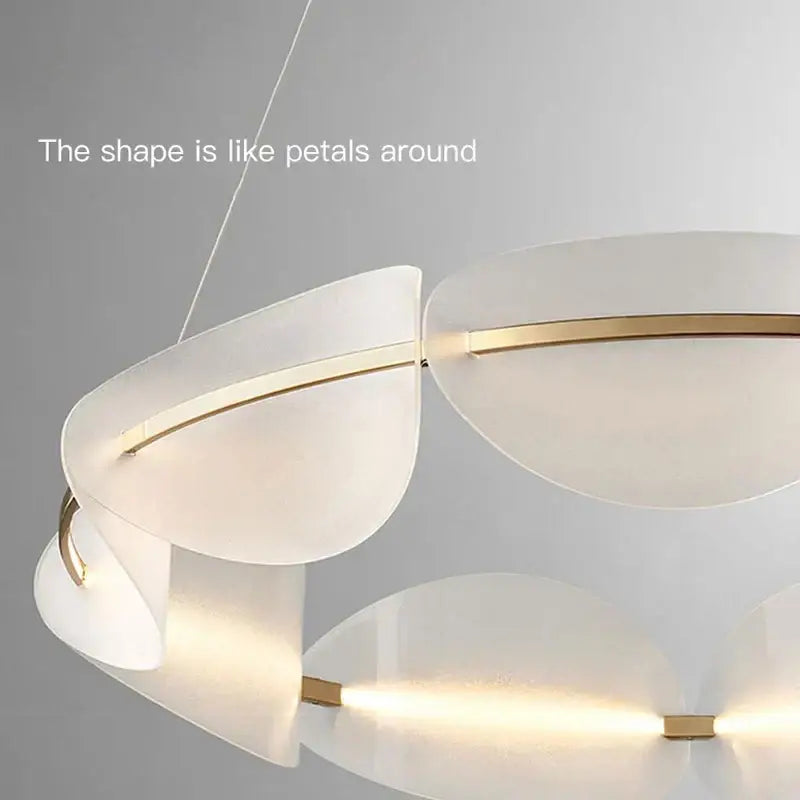 Modern white & gold circular petal led chandelier living room light