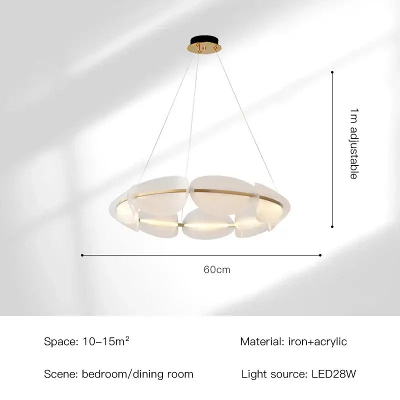 Modern white & gold circular petal led chandelier living room light