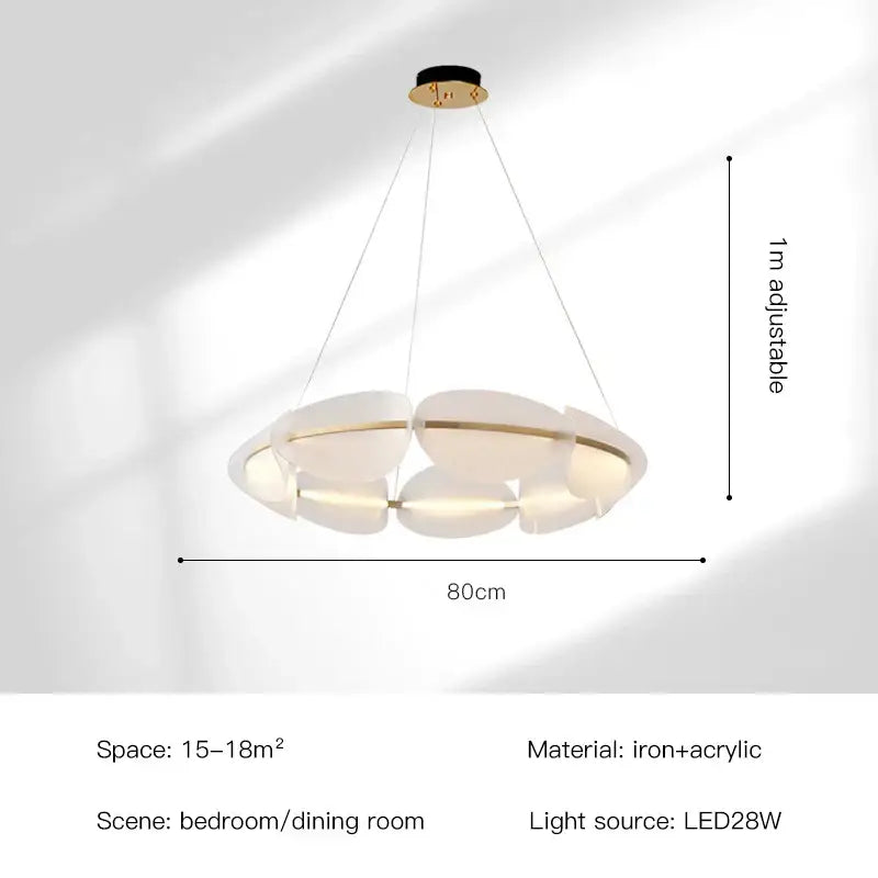 Modern white & gold circular petal led chandelier living room light