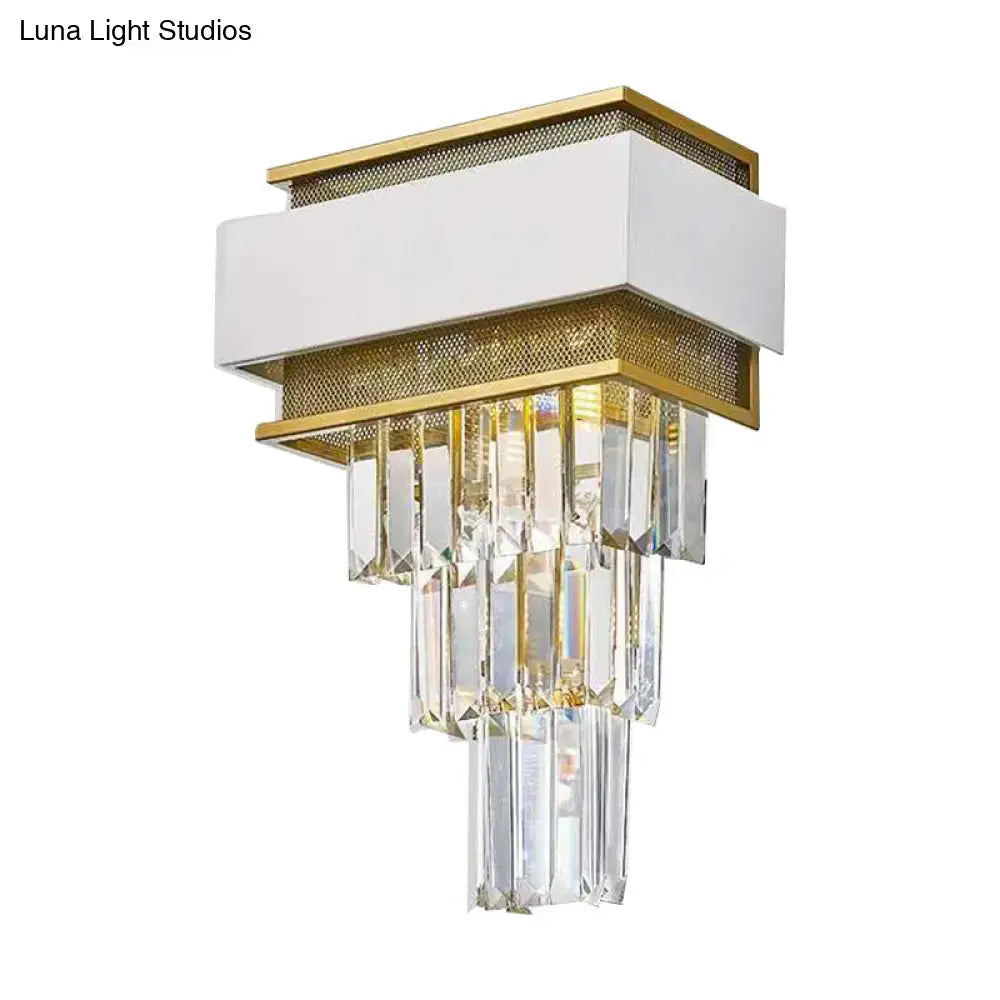 Modern white & gold crystal wall sconce bedroom wall lamp