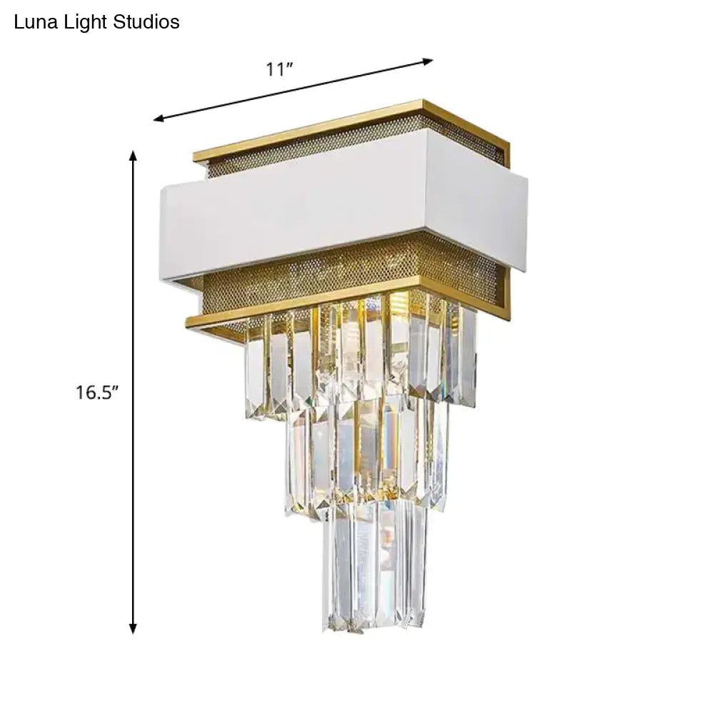 Modern white & gold crystal wall sconce bedroom wall lamp