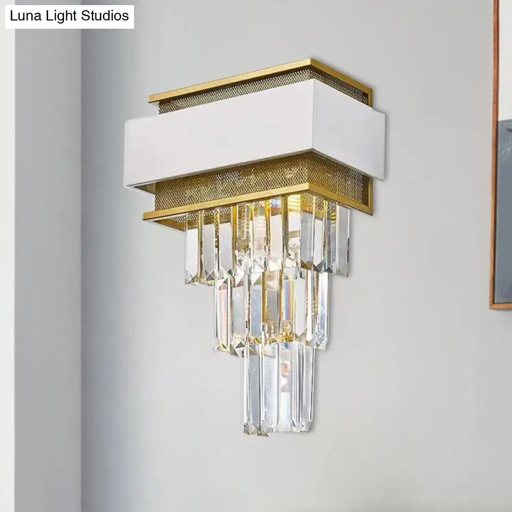 Modern white & gold crystal wall sconce bedroom wall lamp