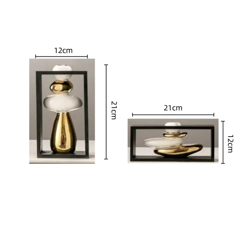 Modern white & gold geometric golden rockery vase set living room decor