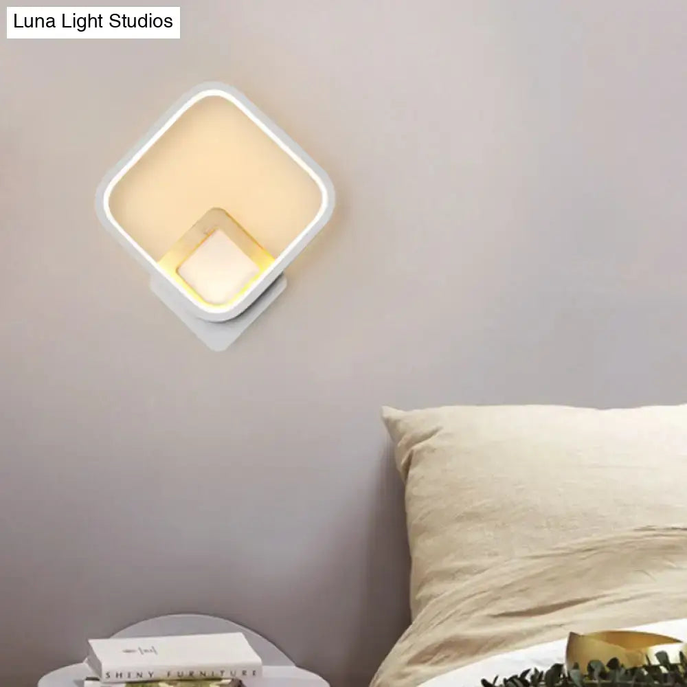 Modern white & gold sconce minimalist white bedroom wall light