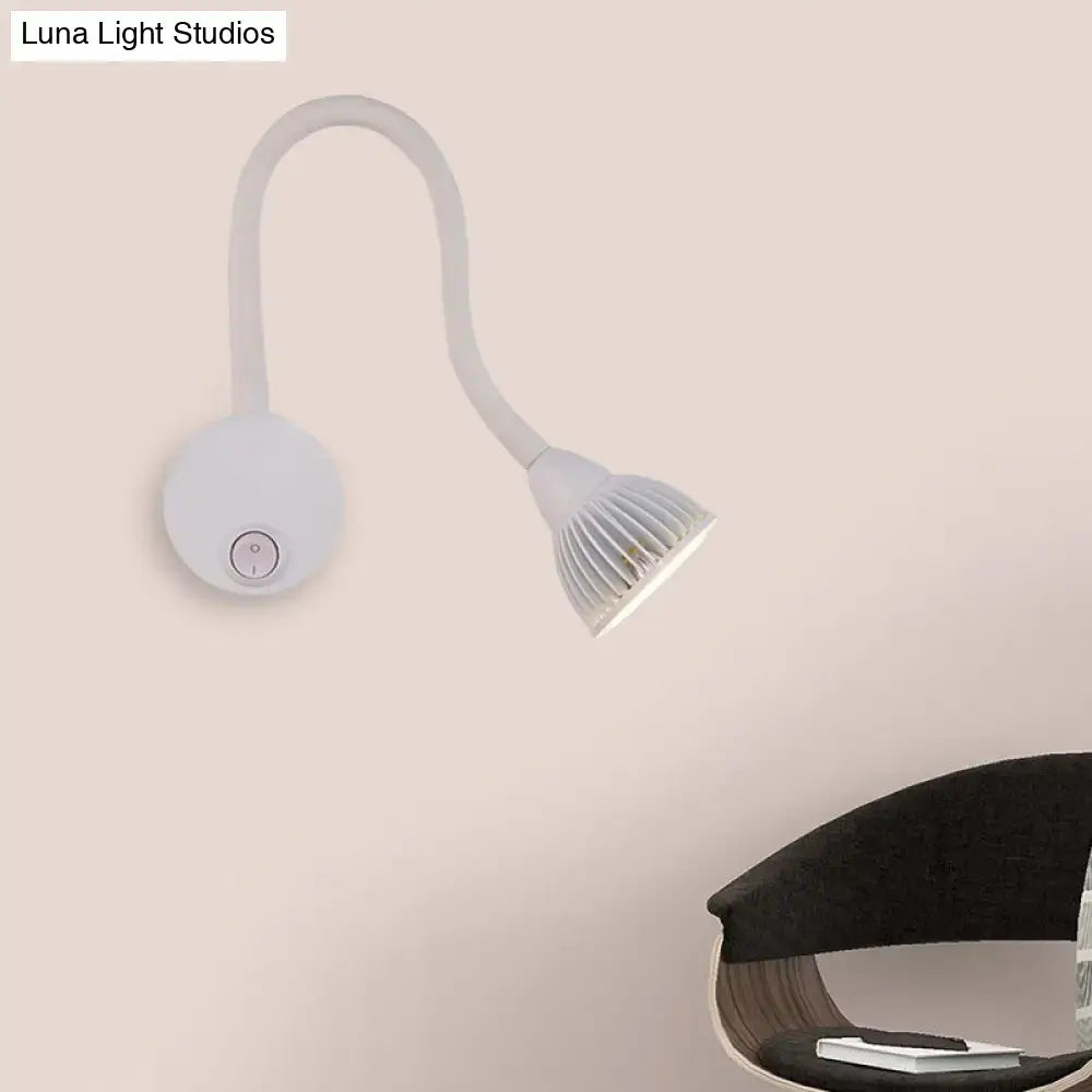 Modern white gooseneck wall sconce light for bedroom reading