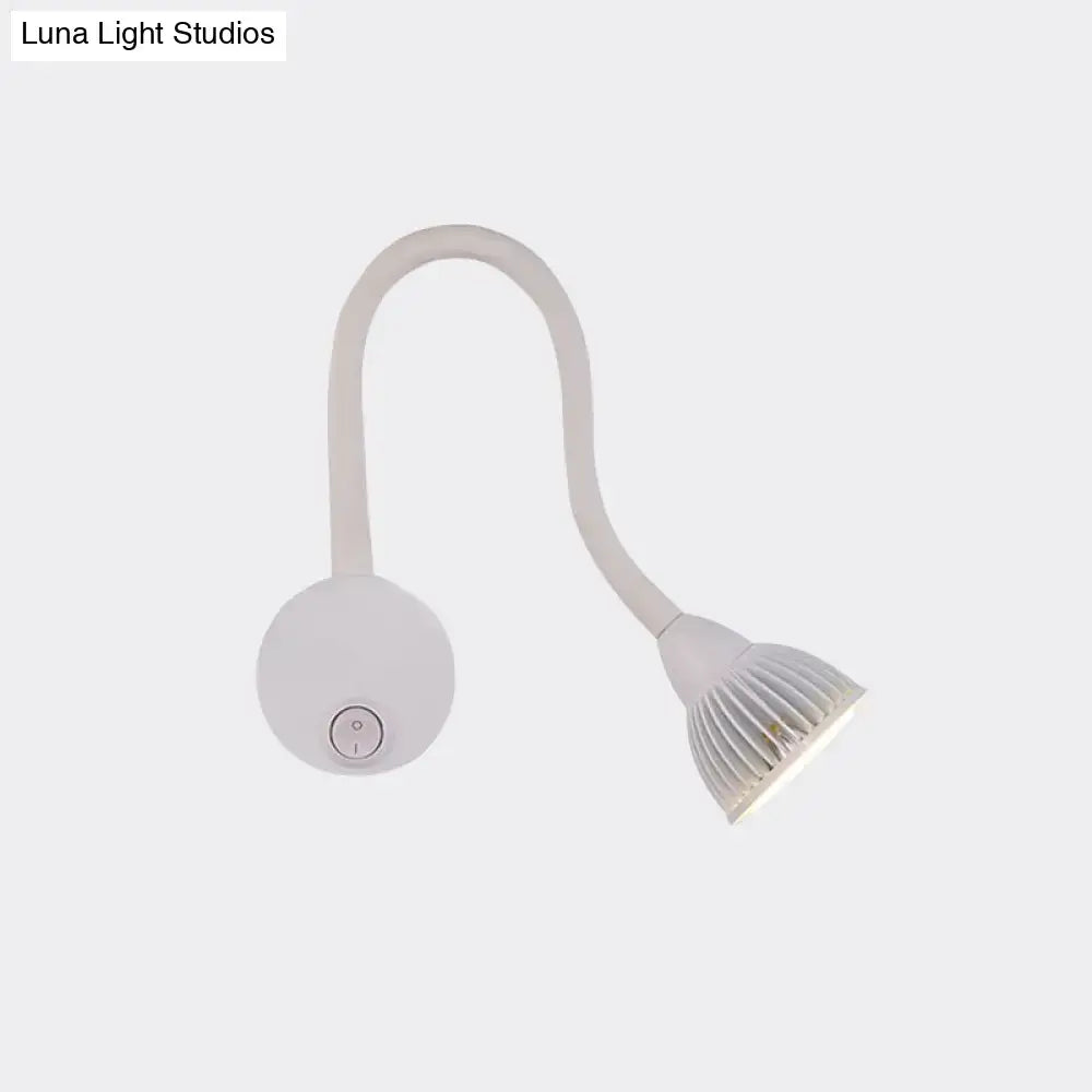 Modern white gooseneck wall sconce light for bedroom reading