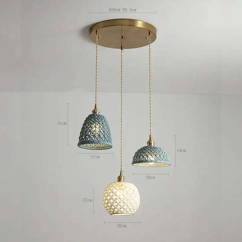 Modern white & gray geometric ceramic led pendant lights dining room