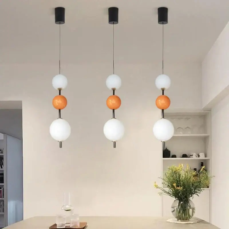Modern white & gray glass pendant light – dining room colorful ball led