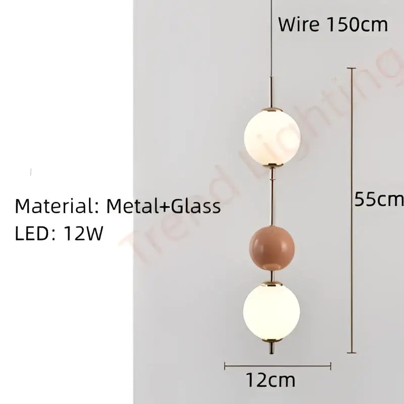 Modern white & gray glass pendant light – dining room colorful ball led