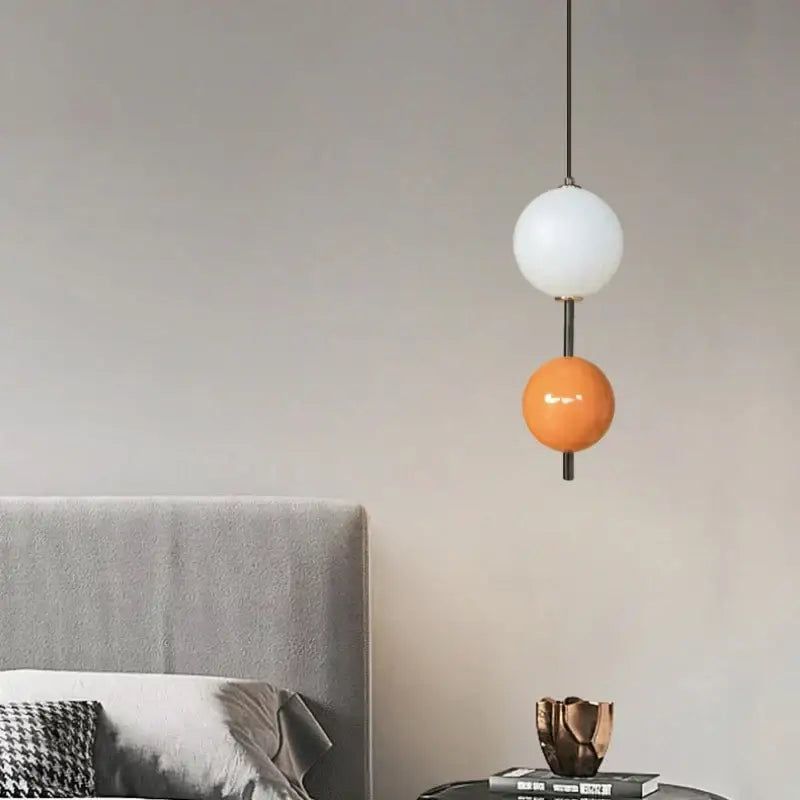 Modern white & gray glass pendant light – dining room colorful ball led