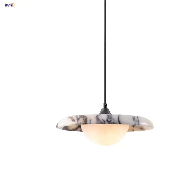 Modern white & gray marble pendant light kitchen printed ball led