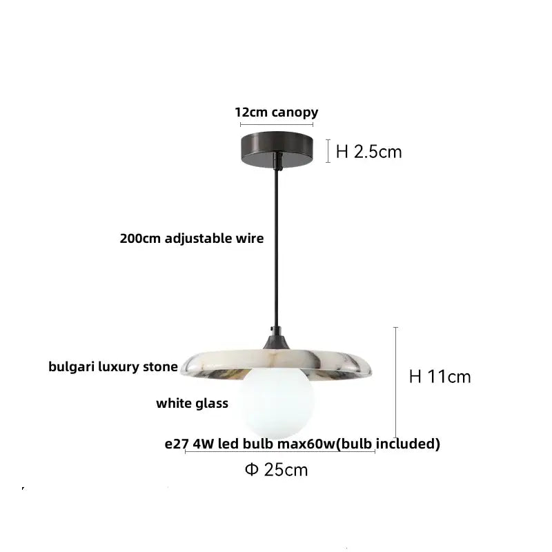 Modern white & gray marble pendant light kitchen printed ball led