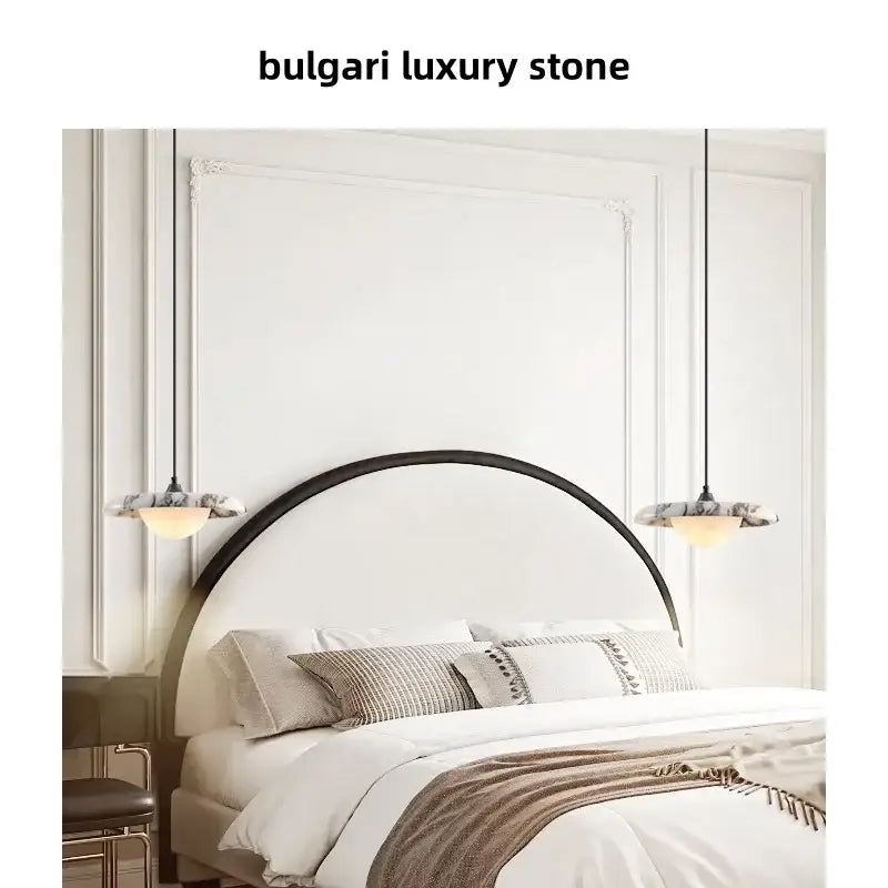 Modern white & gray marble pendant light kitchen printed ball led