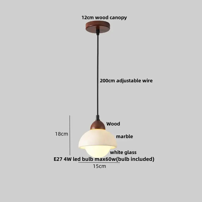 Modern white & gray marble pendant light kitchen printed ball led