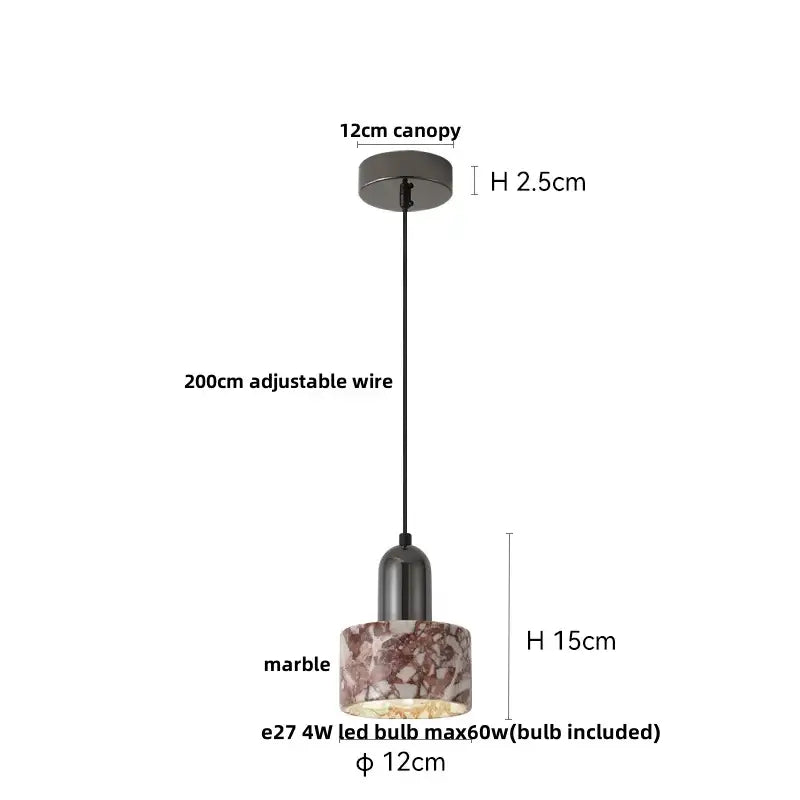 Modern white & gray marble pendant light kitchen printed ball led