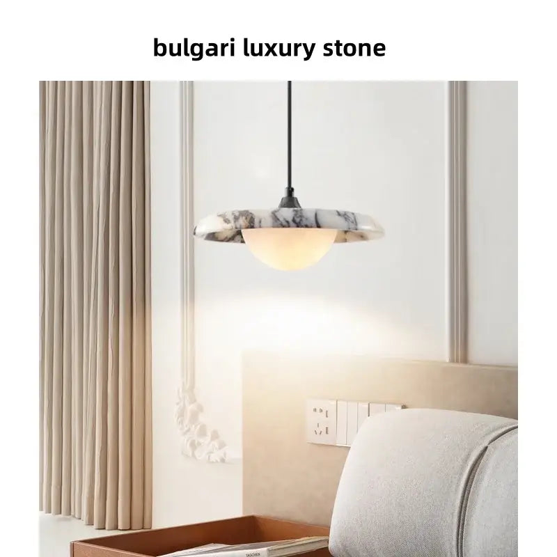 Modern white & gray marble pendant light kitchen printed ball led