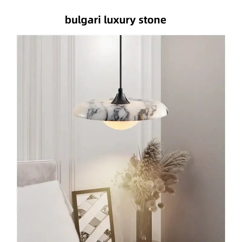 Modern white & gray marble pendant light kitchen printed ball led