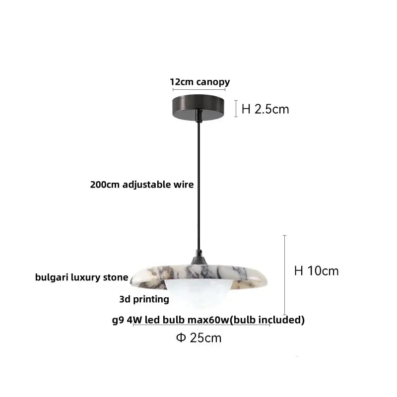 Modern white & gray marble pendant light kitchen printed ball led