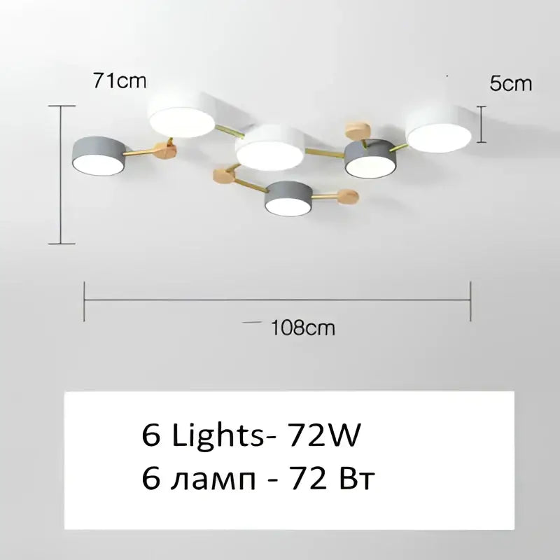 Modern white & gray wood ceiling chandelier living room light