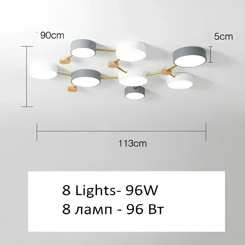 Modern white & gray wood ceiling chandelier living room light