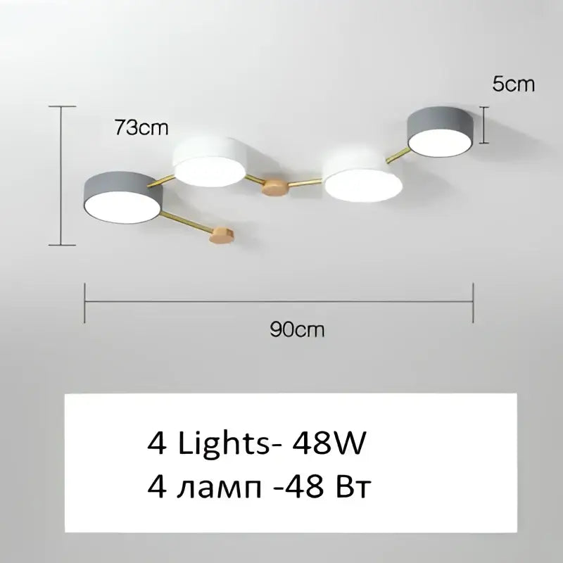 Modern white & gray wood ceiling chandelier living room light