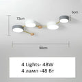 Modern white & gray wood ceiling chandelier living room light