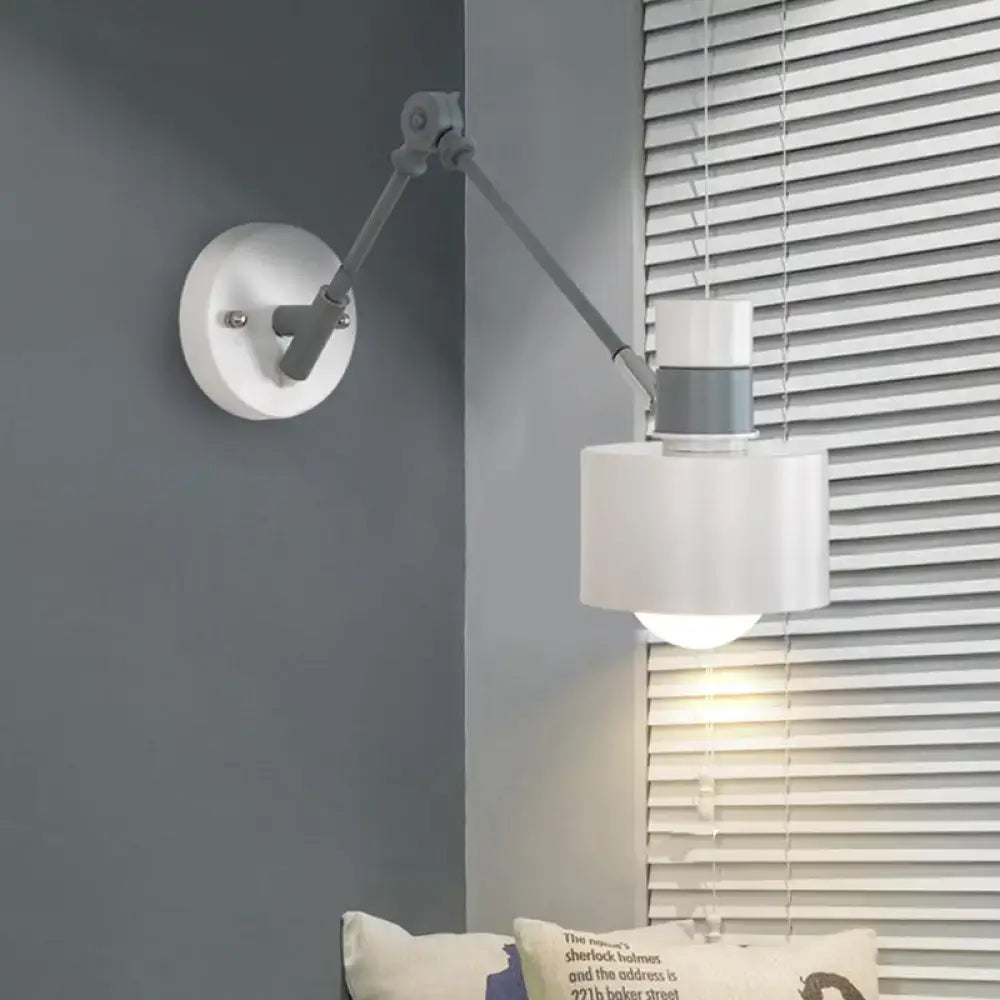 Modern white & grey adjustable wall sconce light bedroom fixture
