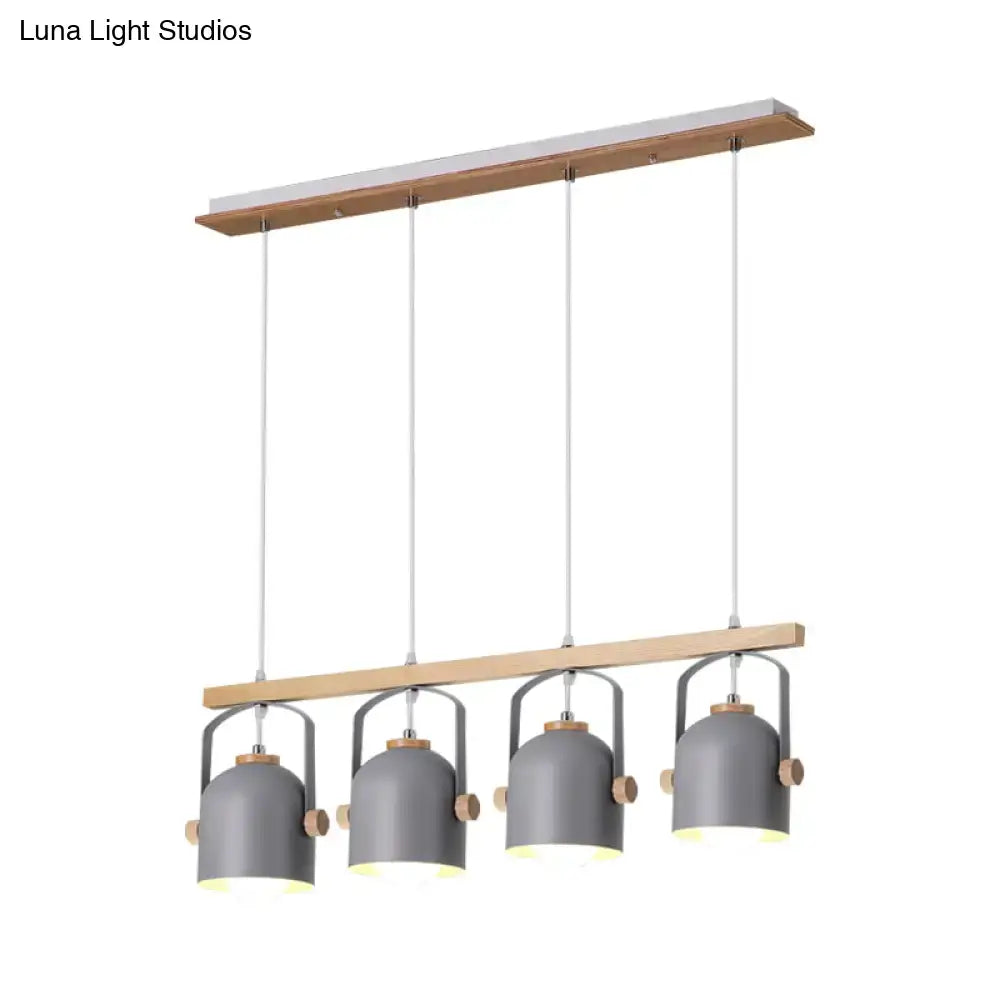 Modern white & grey dome shade pendant light – kitchen island