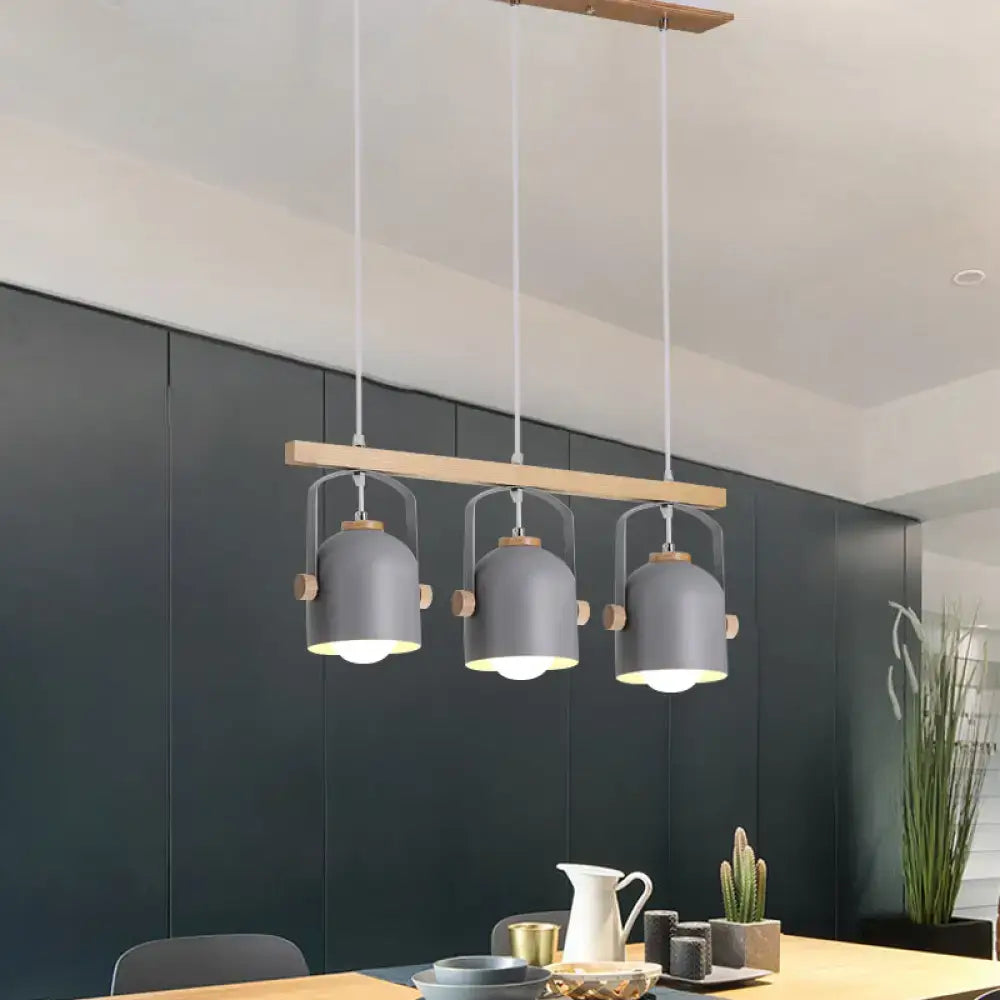 Modern white & grey dome shade pendant light – kitchen island