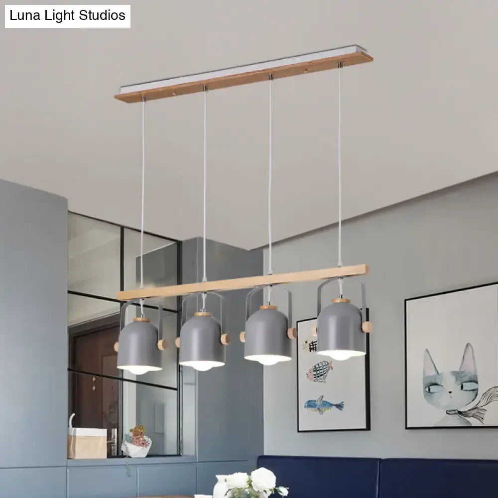 Modern white & grey dome shade pendant light – kitchen island