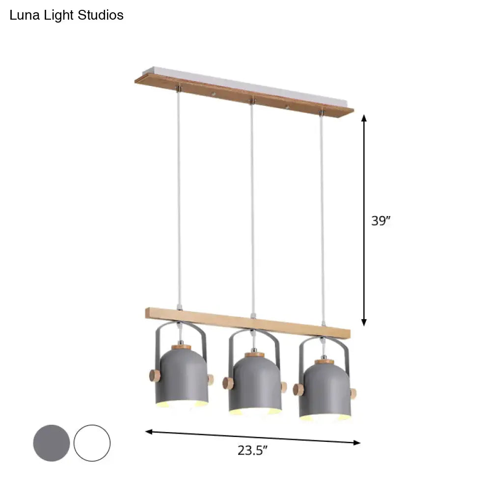 Modern white & grey dome shade pendant light – kitchen island