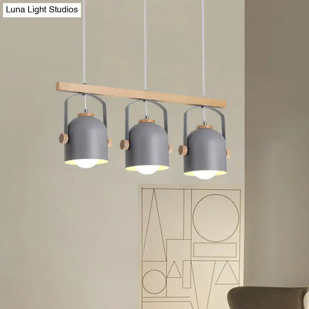 Modern white & grey dome shade pendant light – kitchen island