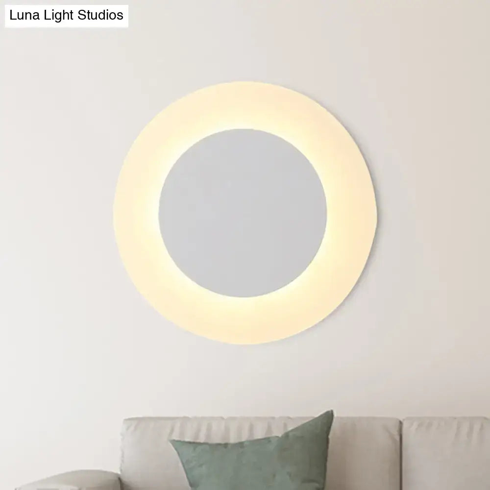 Modern white halo ring wall lighting fixture bedroom mirrored sconce