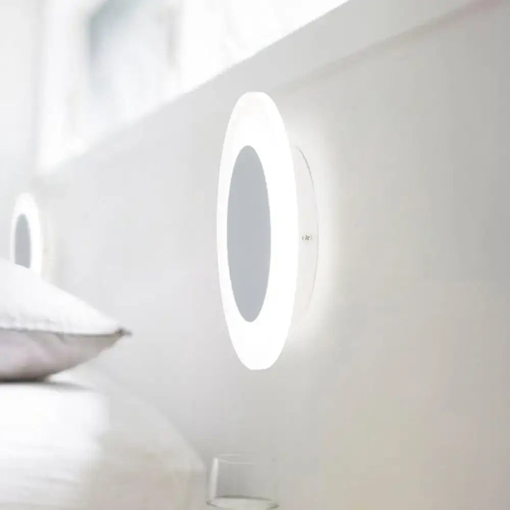Modern white halo ring wall lighting fixture bedroom mirrored sconce