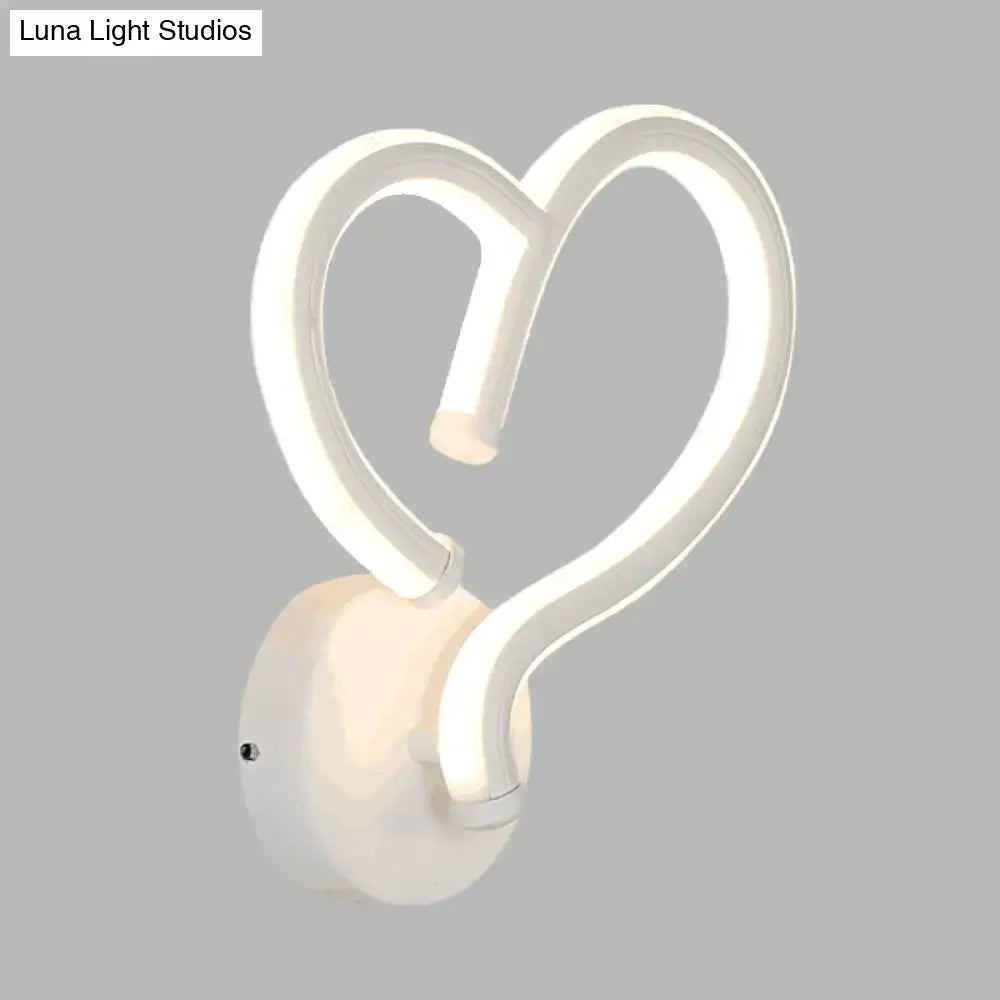 Modern white heart acrylic wall light fixture – bedroom decor