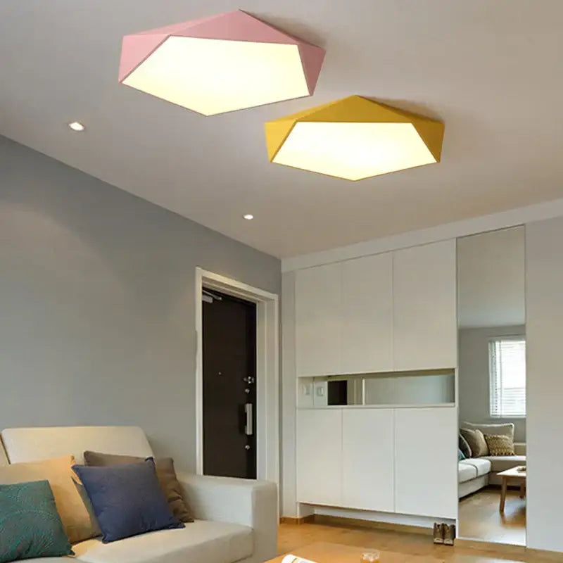 Modern white hexagonal led ceiling lamps for living room lighting