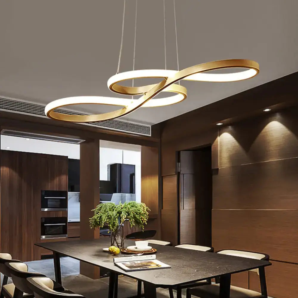 Modern white infinity led island light dining room remote control