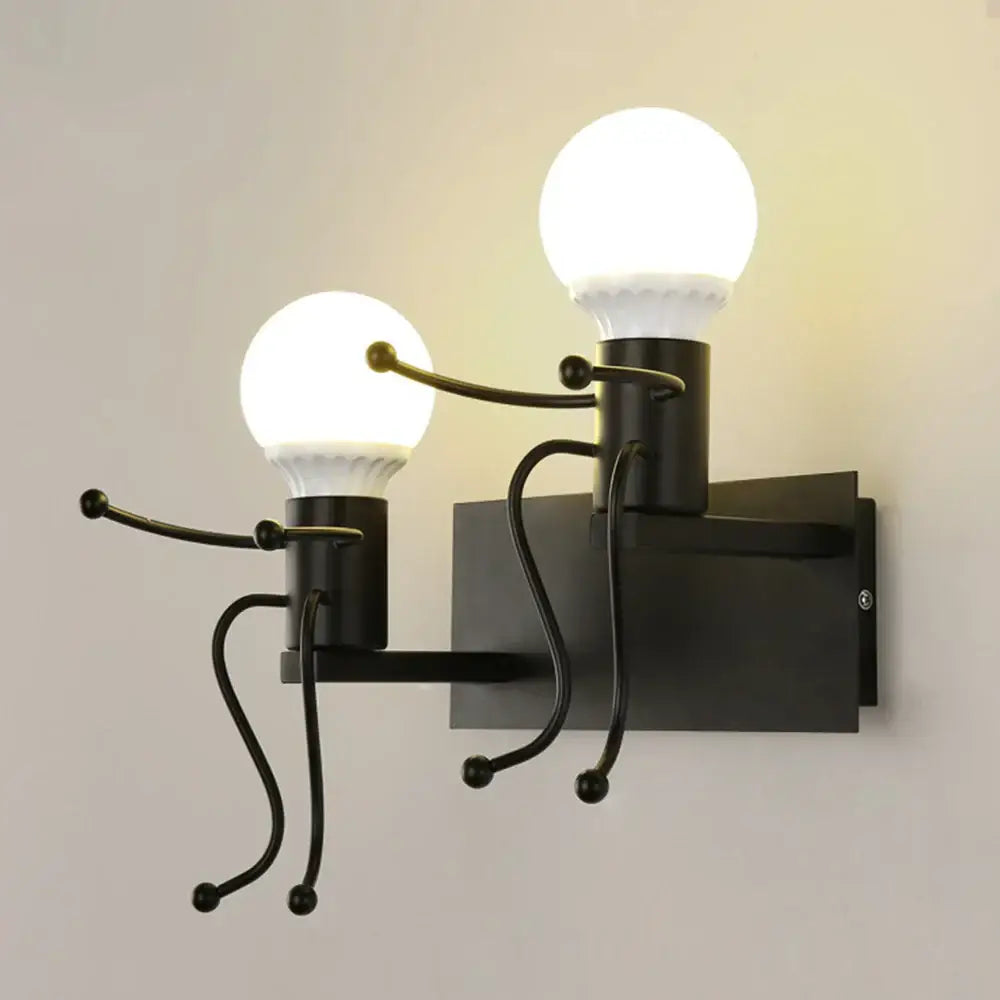 Modern white iron man cartoon wall sconce for bedroom