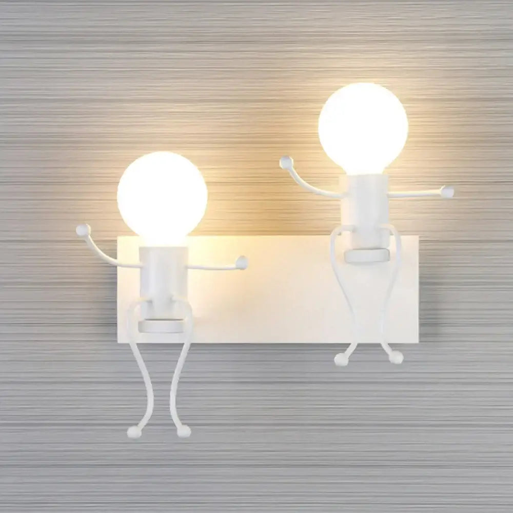 Modern white iron man cartoon wall sconce for bedroom