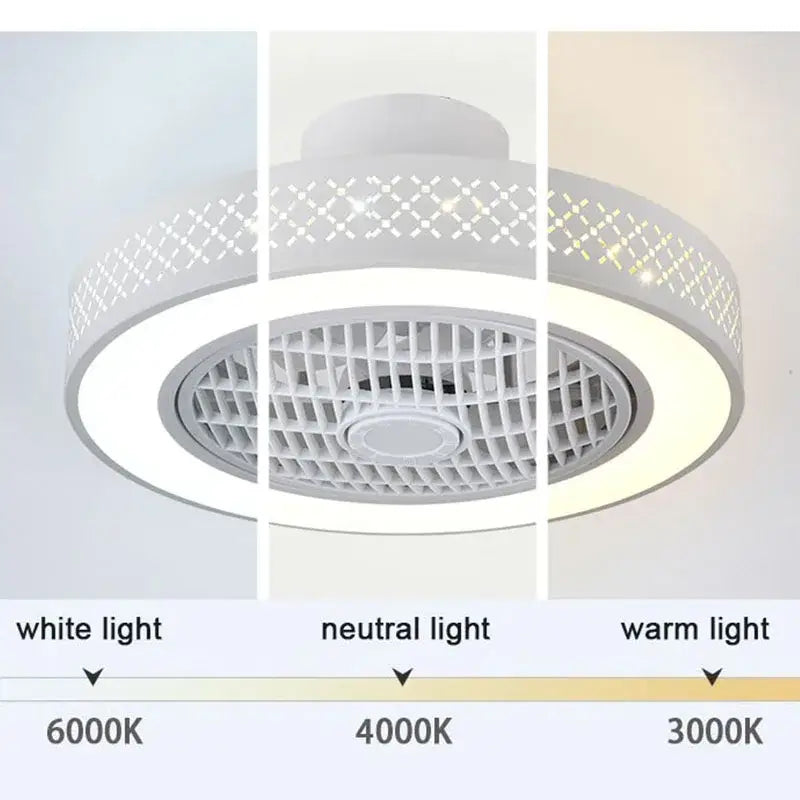 Modern white lattice led ceiling fan light bedroom chandelier