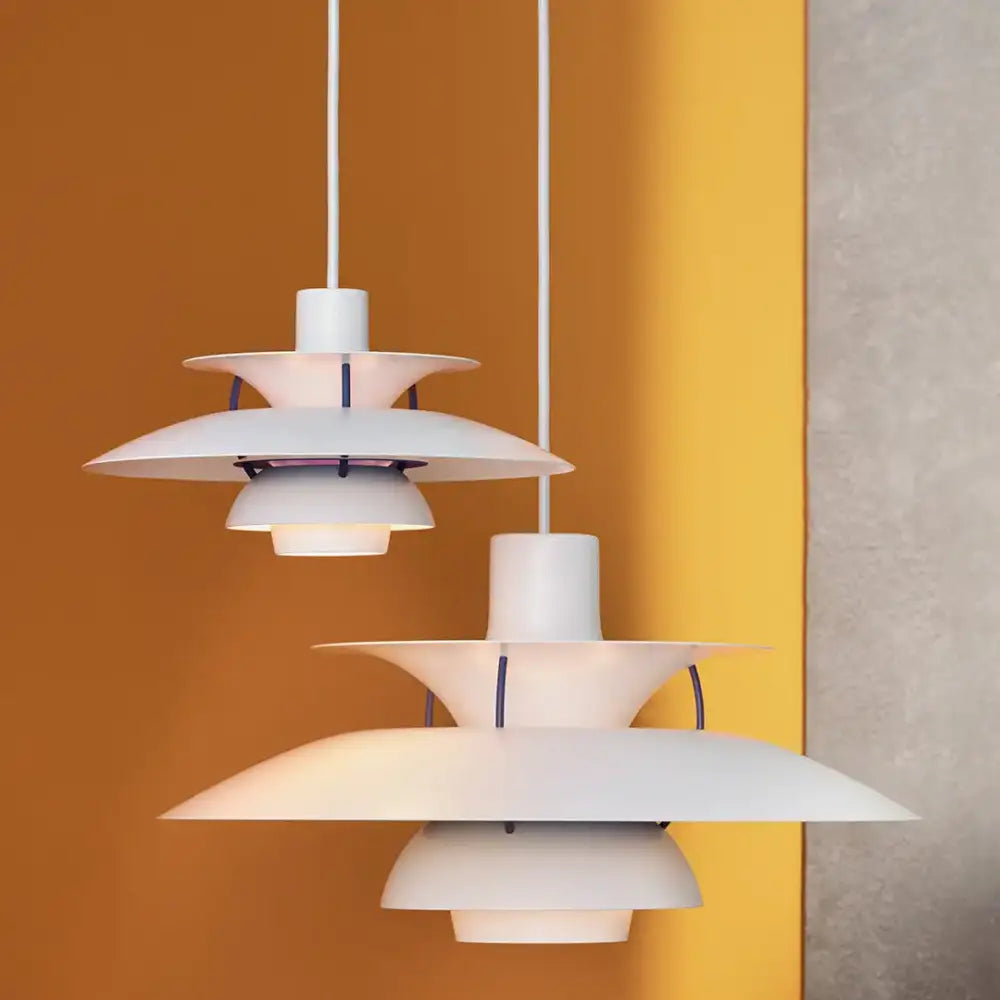 Modern white layered led pendant light for kitchen
