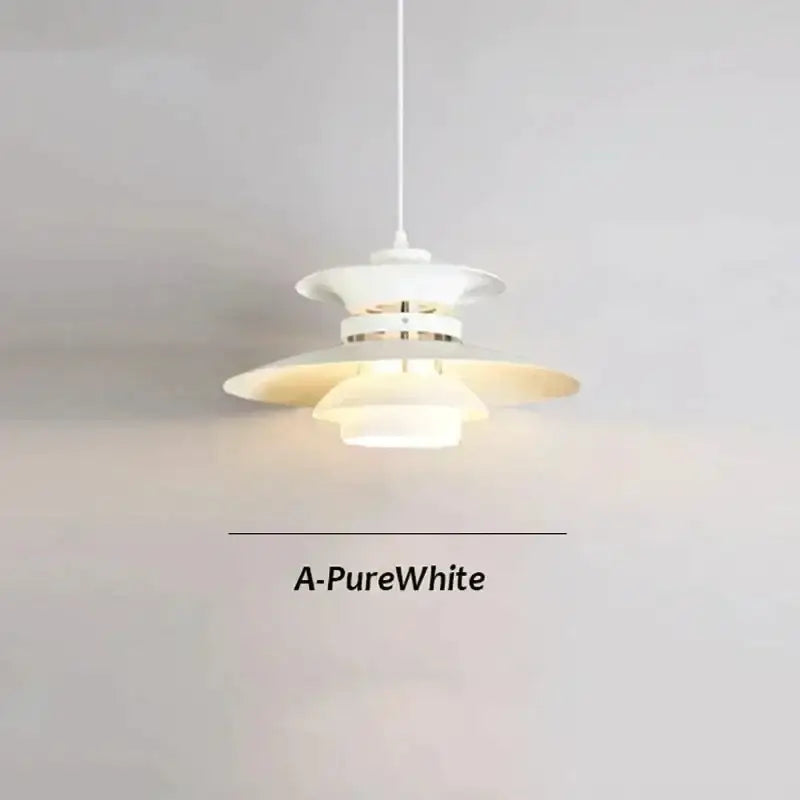 Modern white layered led pendant light for kitchen